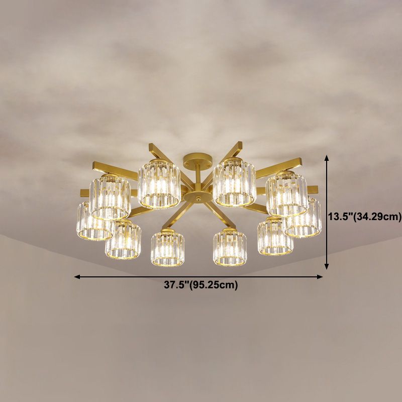 Luz de lámpara de descarga de cilindro contemporánea Luz de techo de alza de cristal para sala de estar