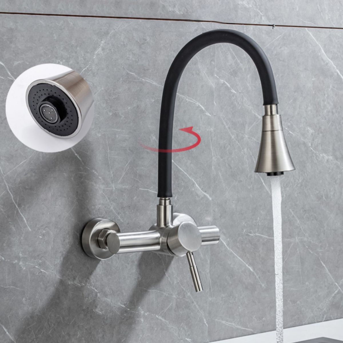 Modern Universal Tube Single Handle Kitchen Faucet Wall Mounted Faucet