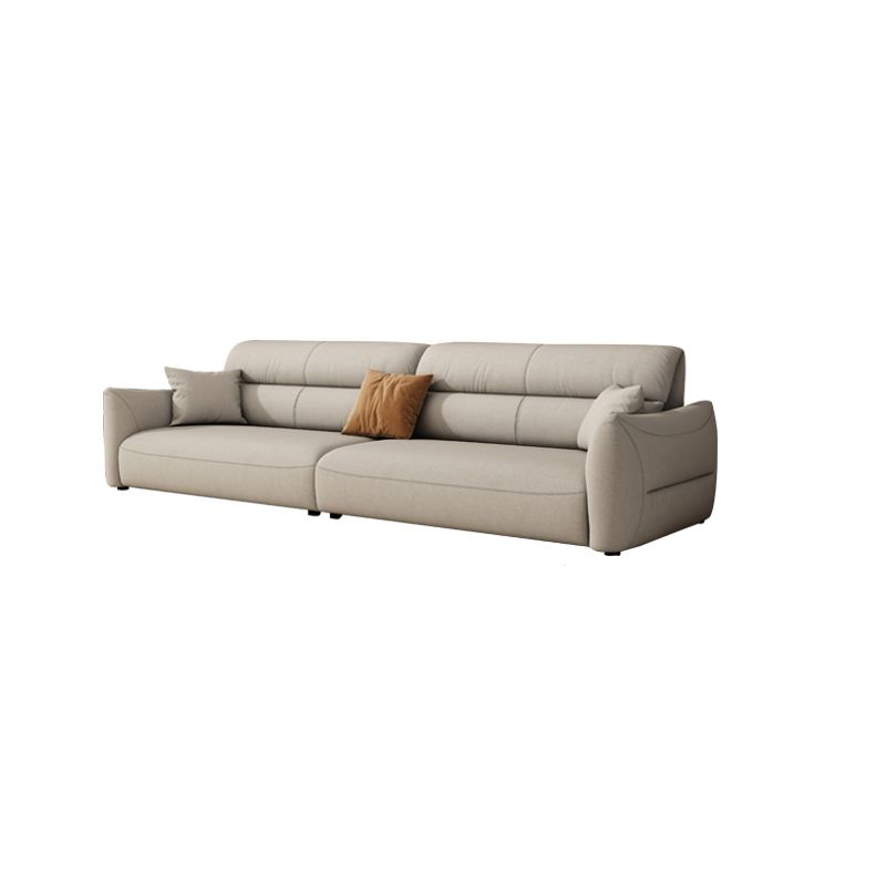 Stain Resistant Stationary Faux Leather Living Room Square Arm Sewn Pillow Back Sofa