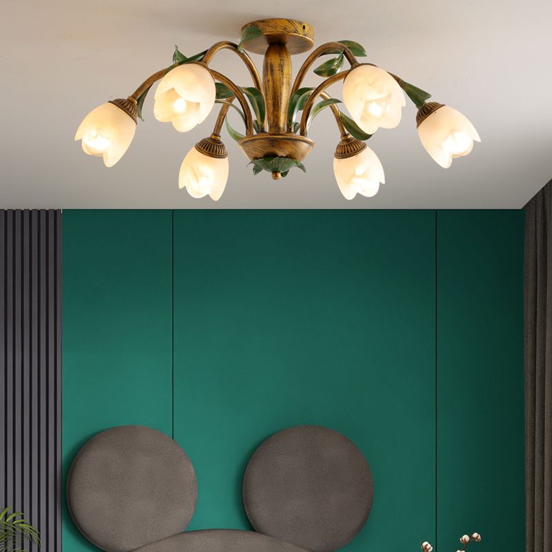 Simple Style Flush Mount Ceiling Light Fixtures Modern Ceiling Lamp with Glass Shade