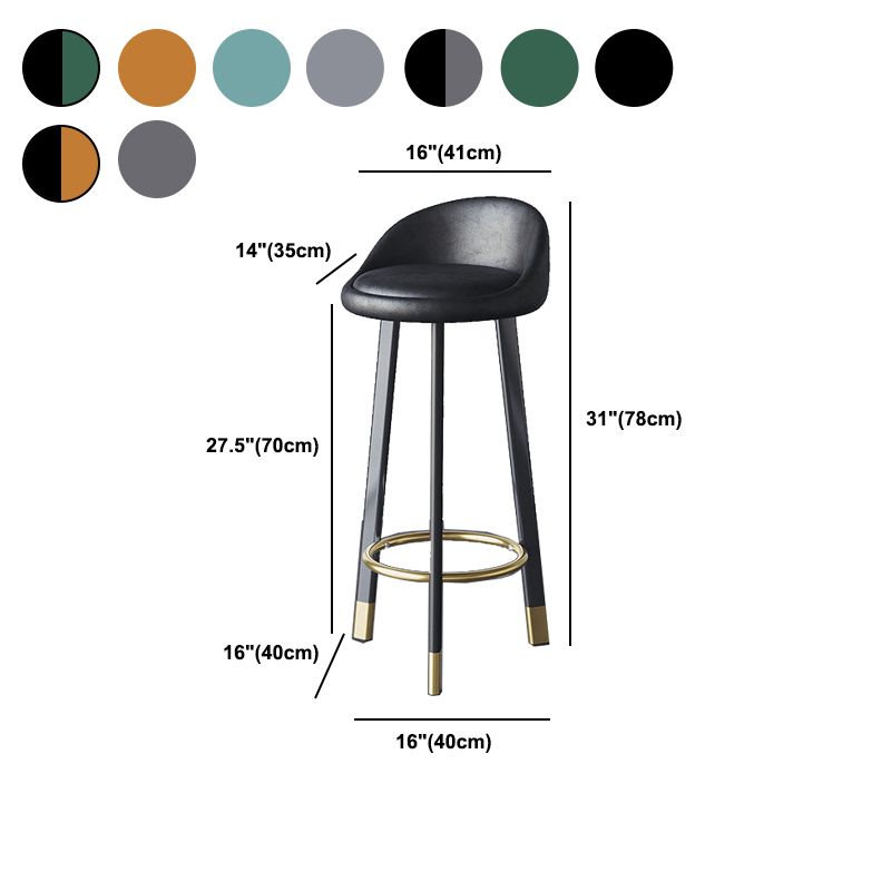 Glam Metal Barstool Fabric Counter Stool in Matte Finish for Home