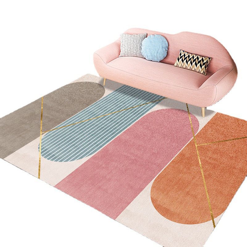 Orange Nordic Carpet Polyester Feather Carpet Washable Carpet for Living Room