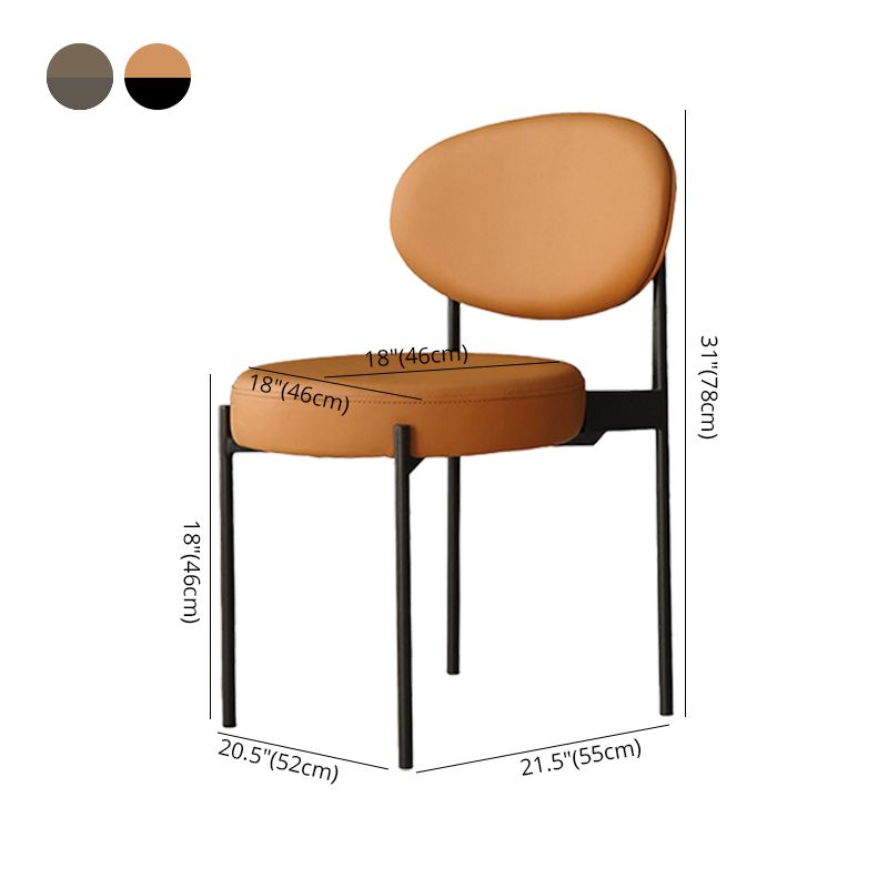 Silla lateral con respaldo abierto para restaurante moderno, silla de comedor de cuero PU con patas negras