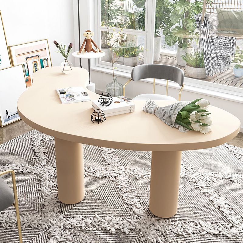 Modern Solid Wood Office Desk Irregular Shape Task Desk with 3-Legs for Office