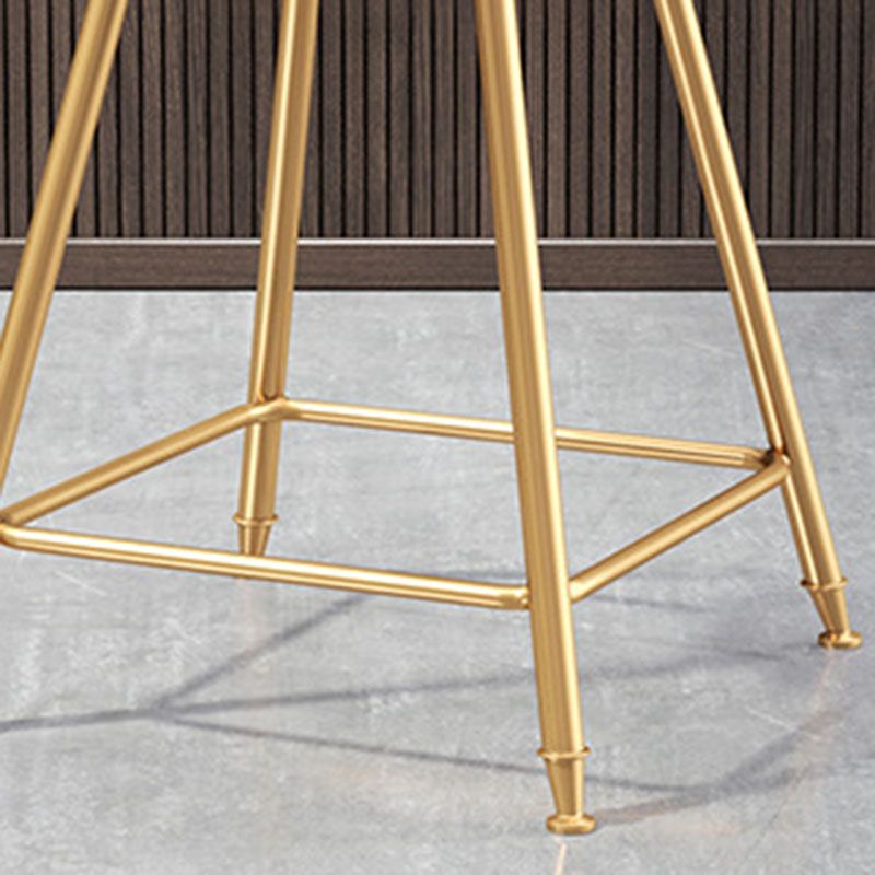 Glam Round Bar and Counter Stool Low Back Stool with 4 Legs in Gold