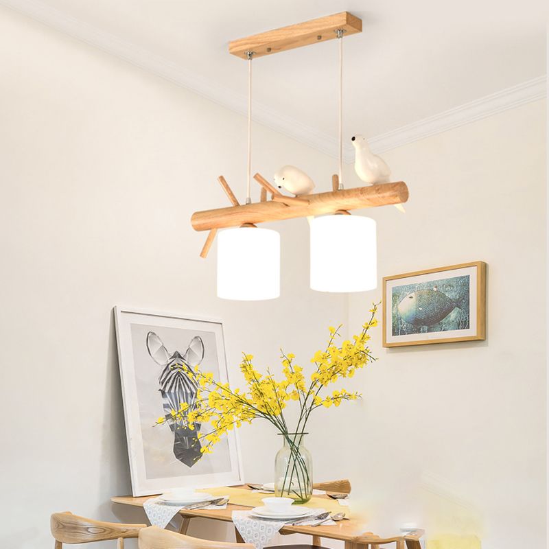 Modern Island Pendant Lamps Multi-Head Restaurant Hanging Light Fixtures with Glass Shade