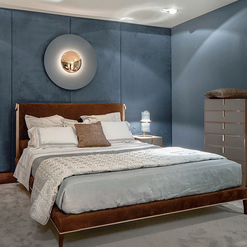 Luz de pared de estilo posmoderno Luz de apliques de pared de 1 luz con sombra de hierro para sala de estar