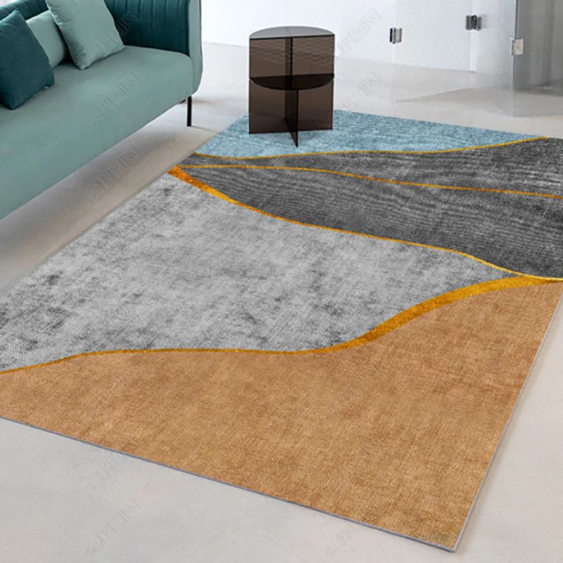 Gray Stripe Rug Blending Modern Indoor Rug Non-Slip Backing Rug for Home Decor
