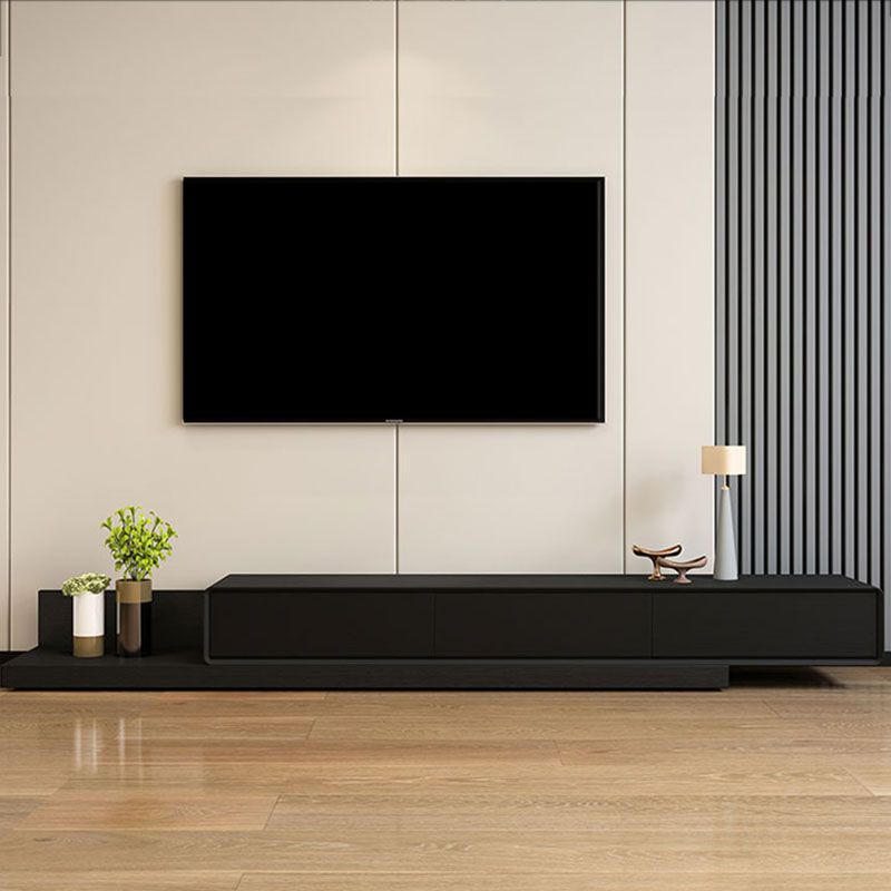 Contemporary Faux Wood TV Stand Console Enclosed Storage TV Stand