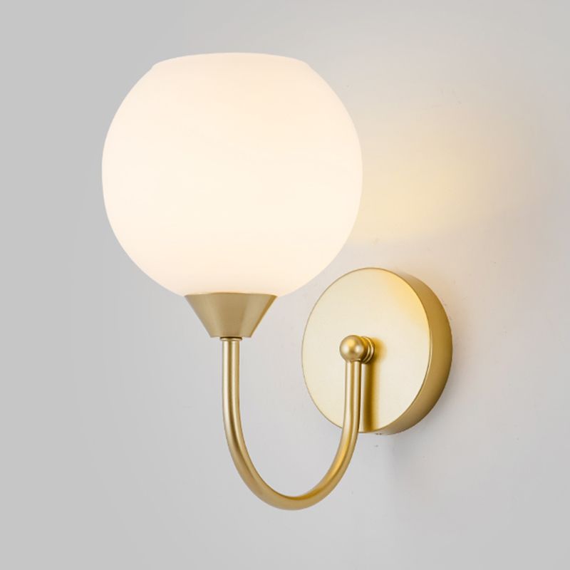 Nordic Style Wall Light Ball Shape Wall Lamp with Glass Shade for Bedroom