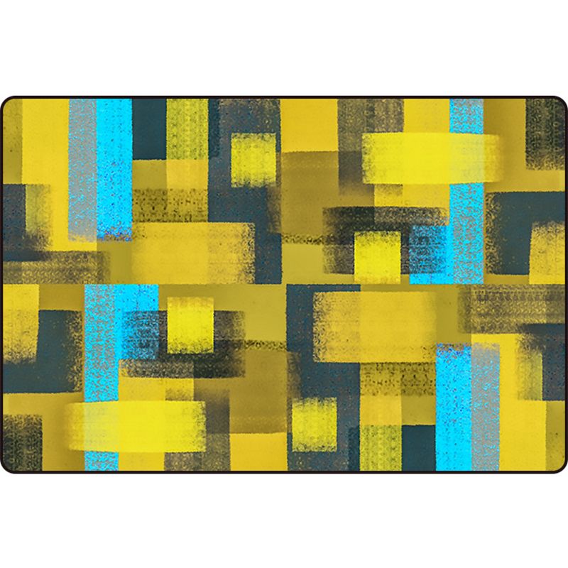 Black and Yellow Bedroom Rug Modern Abstract Painting Pattern Area Rug Polyester Washable Carpet