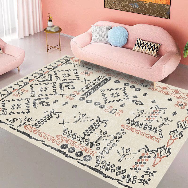 Gray Modern Rug Polyester Irregular Fringe Rug Washable Rug for Living Room