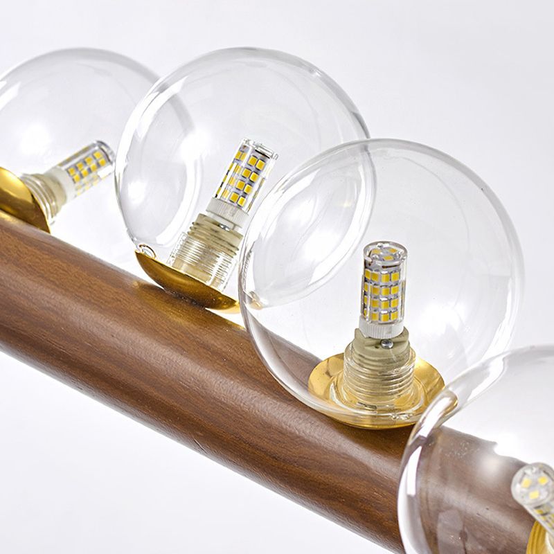 Wood and Glass Hanging Light Modern Island Light Fixture for Dining Room