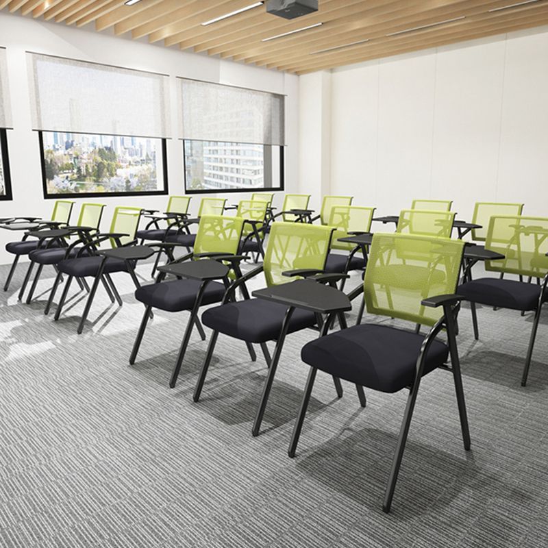 Modern Folding Conference Chair Black Frame and Seat Chair with Fixed Arms