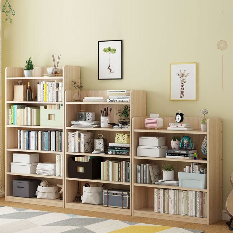 Modern Floor Shelf Bookcase Closed Back Wood Book Shelf for Home