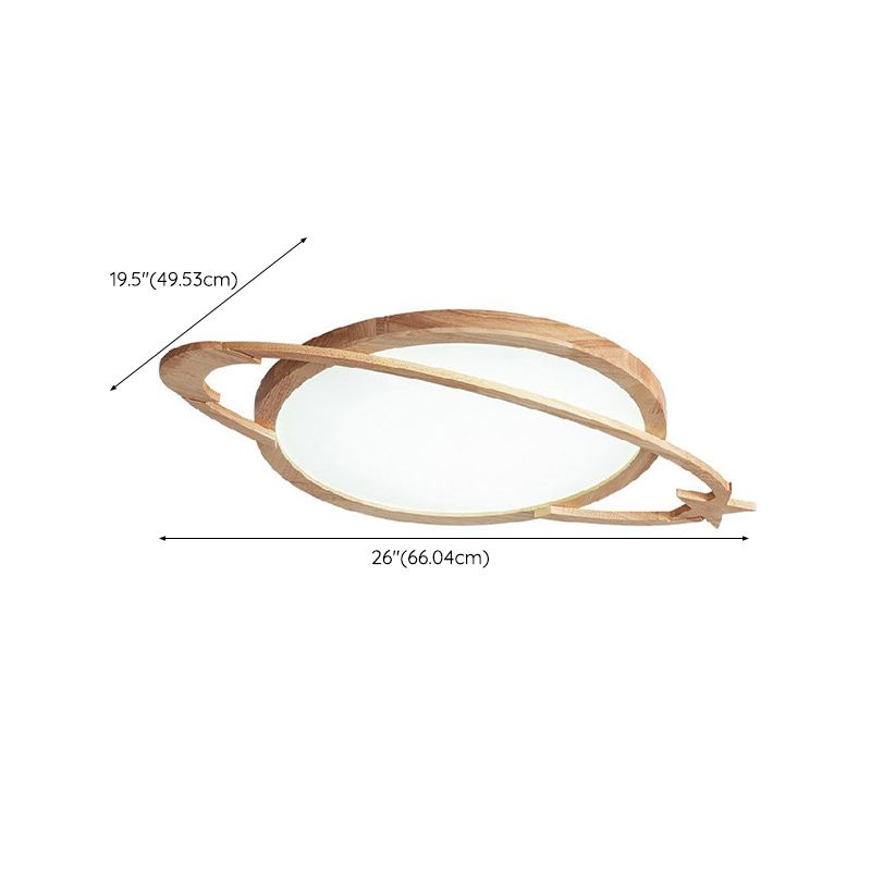 Modern Flush Light Planet Ceiling Lighting with Wood for Bedroom