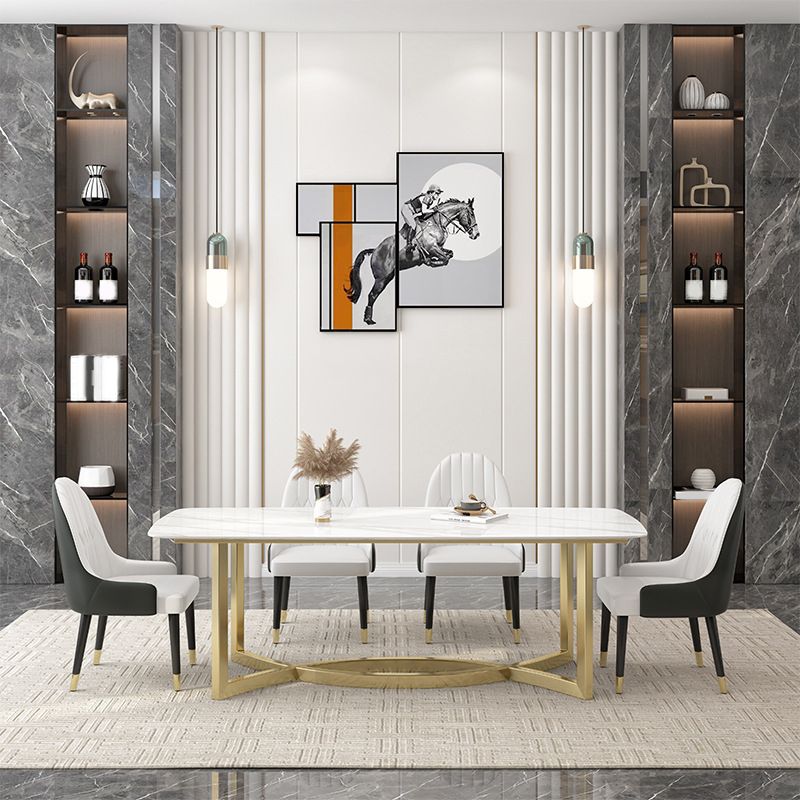 1/4/5/7 Pieces Luxurious Rectangle Dining Set Sintered Stone Top Dinette Table Set