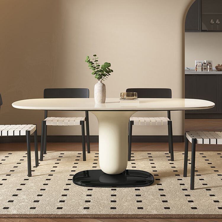 1/4/5 Pieces White Oval Wooden Pedestal Dining Furniture Set for Home