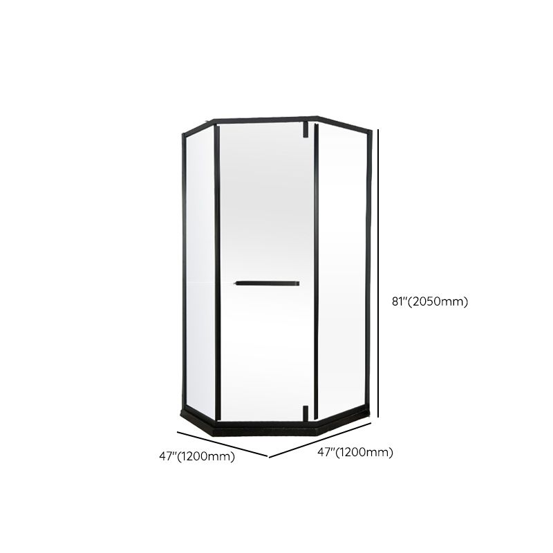 Black Stainless Steel Shower Stall Clear Pivot Shower Enclosure with Fixed Panel