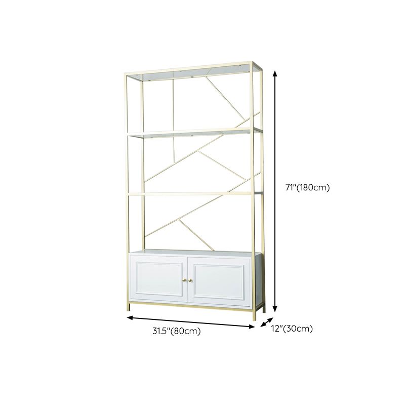 Modern Bookshelf Metal Open Shelf Bookcase with Cabinets for Home Office
