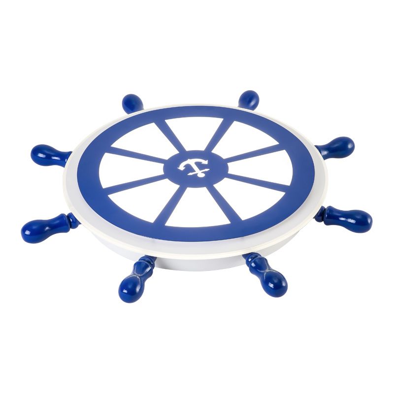 Round Shape LED Ceiling Lamp Kids Style Steel 2 Lights Flush Mount for Bedroom