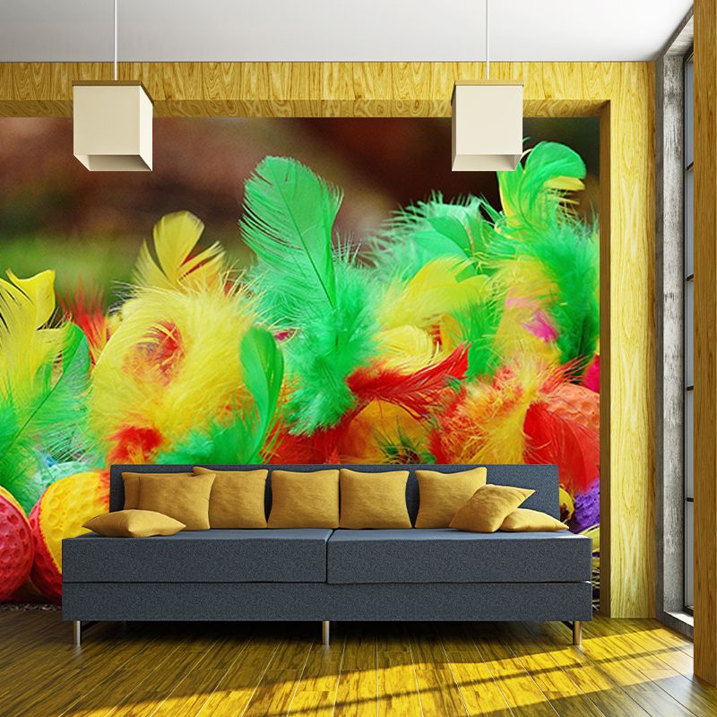 Mildew Resistant Wall Mural Wallpaper Modern Bird Feather Wall Decor