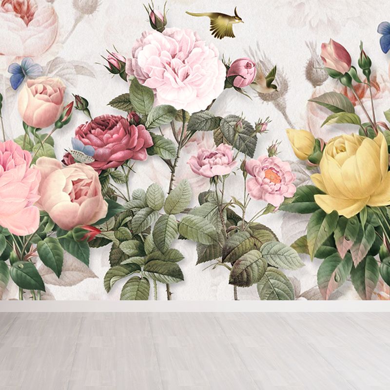 Big Bloom Peony Wallpaper Mural Modernism Beautiful Flower Wall Covering in Pink