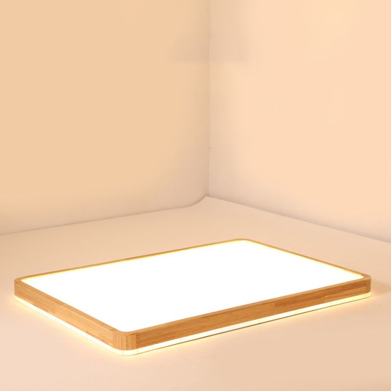 Geometry Shape LED Ceiling Lamp Modern Wood 1 Light Flush Mount for Dining Room Corridor