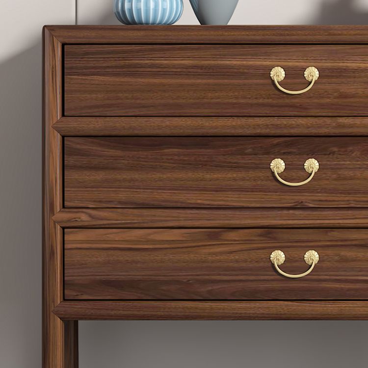 Dark Brown 3 Drawers Chest 14.97" Wide Solid Wood Accent Chest