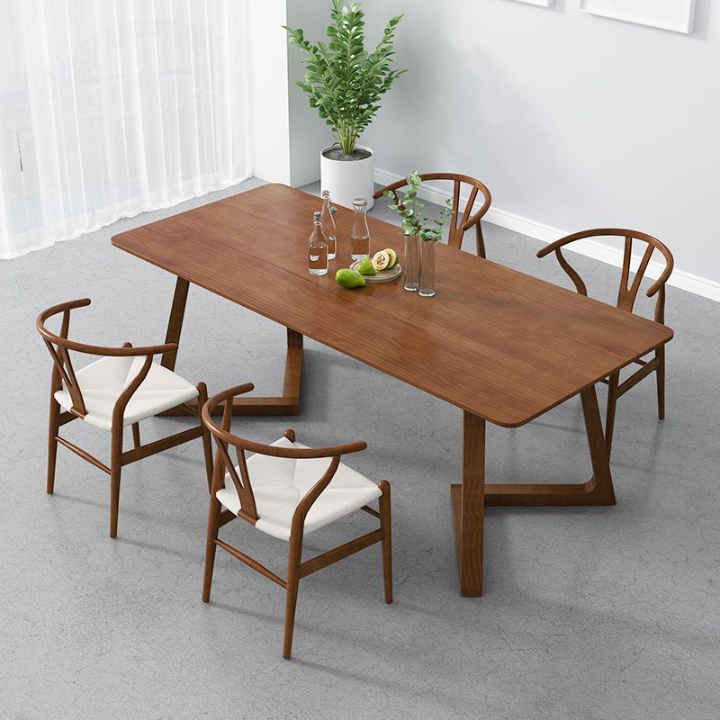 Modern Style 1/2/5/7 Solid Wood Dining Set with Wood Chairs Furniture for Home