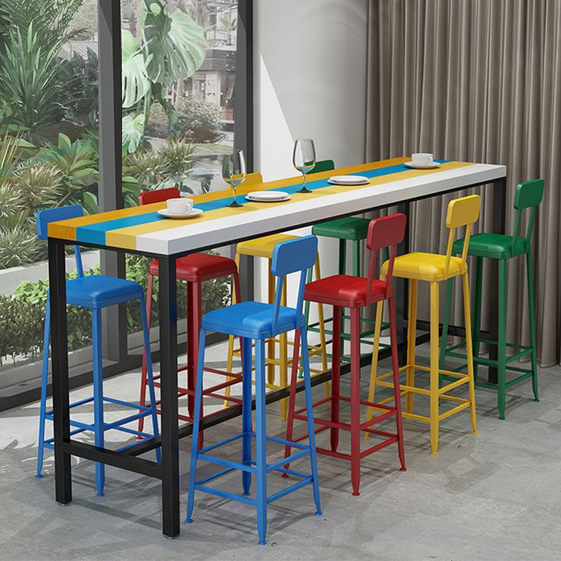 Modern 1/5/9 Pieces Bar Table Set Rectangle Pine Wood Counter Table with Backrest Stools