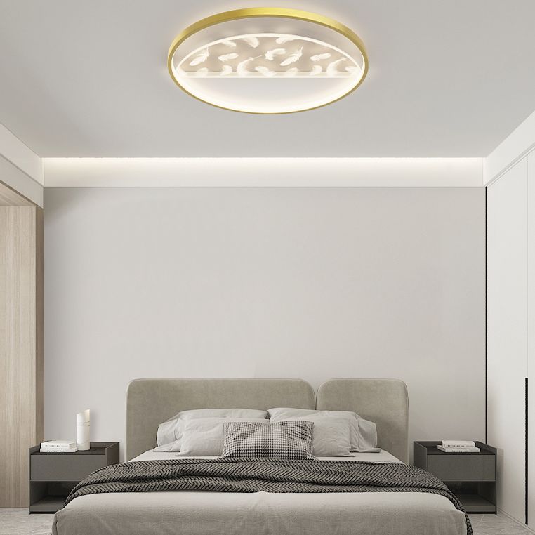 Plafond LED en plumes en or en acrylique en moderne de style moderne de style métal