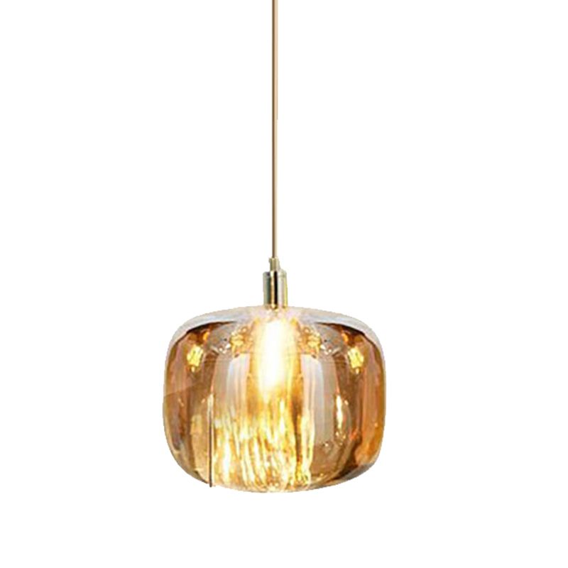 Post moderne stijl glas eenvoud hangende metalen basis enkele lamp hanglampje voor trap gang