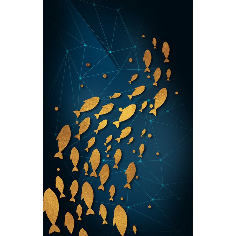 Artistic Animals Wall Paper Murals Yellow-Blue Geometry Wall Decoration for Bedroom