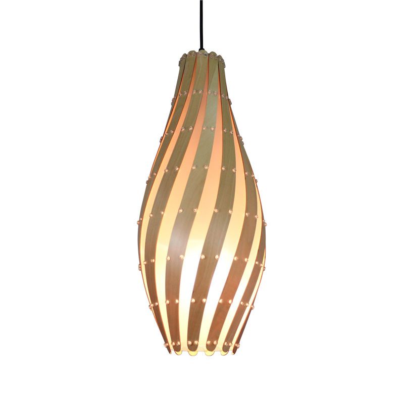 Jar Pendant Lamp Tradition Wood 1 Bulb 8"/12" Wide Beige Ceiling Hanging Light for Restaurant