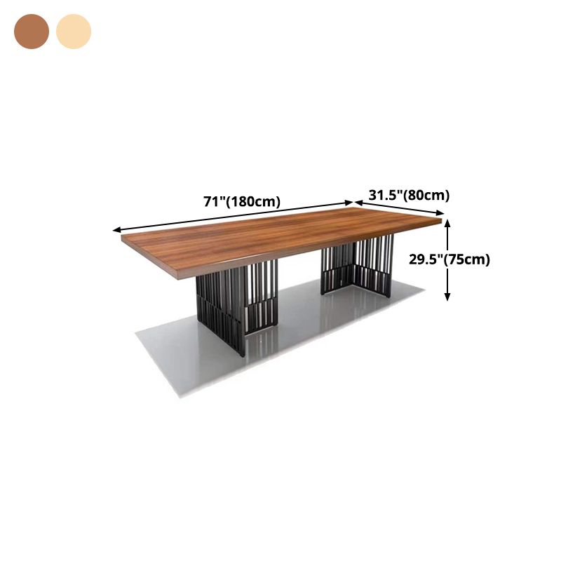 Metal Industrial Rectangle Dining Table Wood Top Indoor Table for Home