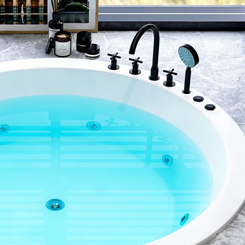 Modern Round Drop-in Bath Tub Acrylic Soaking Bathtub in White