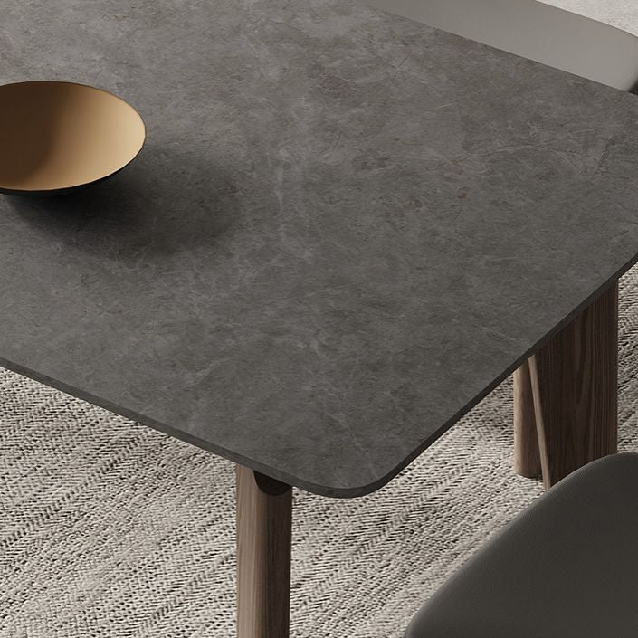 Modern Gray Stone Dining Table with Wooden Chairs 1/2/4/5/6 Pieces Dining Table Set