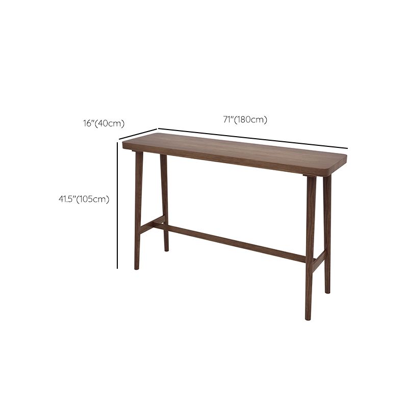 Modern Wooden Bistro Bar Table Rectangle Footrest Bar Table for Living Room