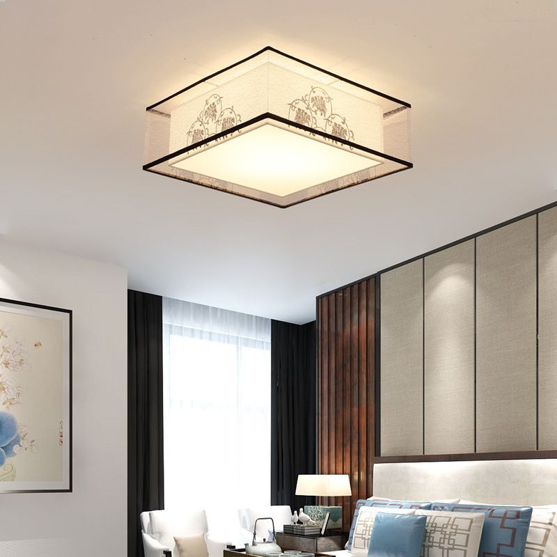 Traditional Flush Mount Light Fixtures 3-Light White Flushmount Ceiling Lamp for Living Room