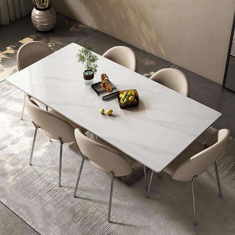 Modern Style Pedestal Dining Table Sintered Stone Rectangle Table