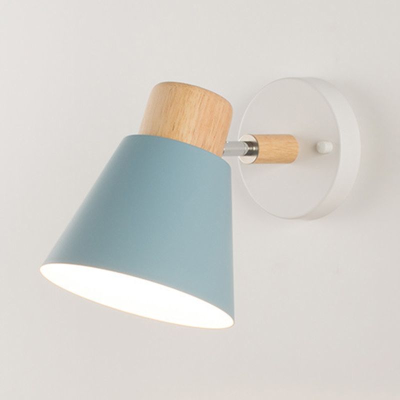 Metal Shaded Wall Light Modernism Wood Lighting for Living Room Foyer