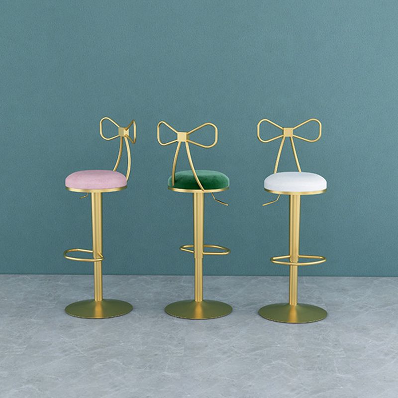 Glam Rotatable Backrest Counter Stool Steel Cafe Bar Stool with Cushion and Pedal