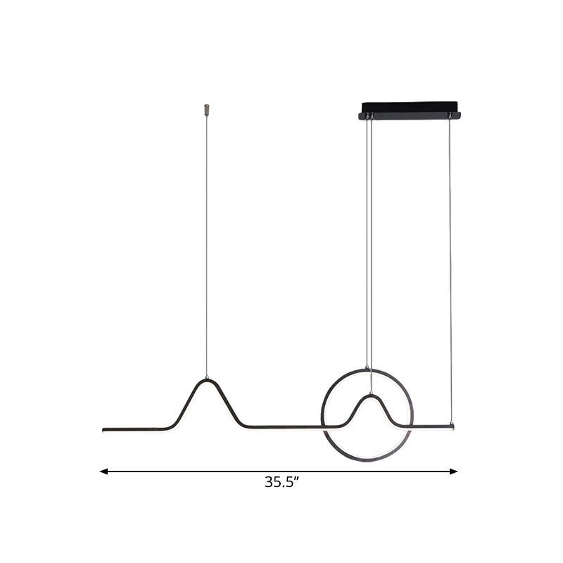 Isola LED lineare in alluminio illuminazione moderna kit di luce sospesa nera/oro con sole e design della montagna, luce calda/bianca