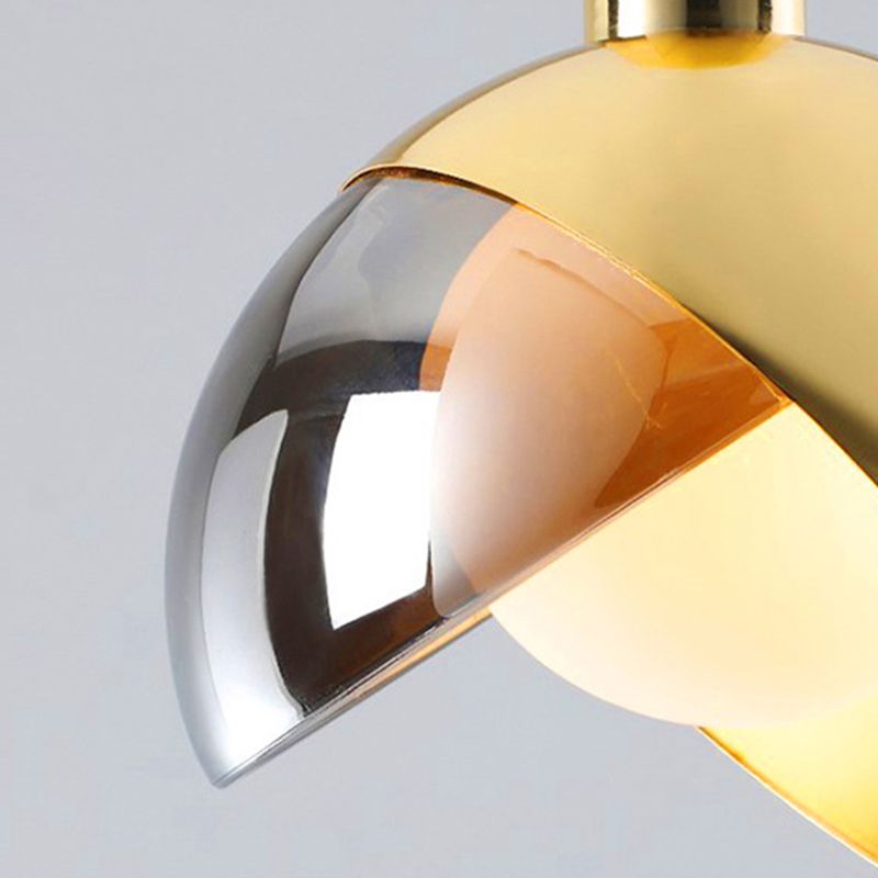 Postmodern Semicircle Hanging Light 1 Bulbs Metal Pendant in Gold for Restaurant