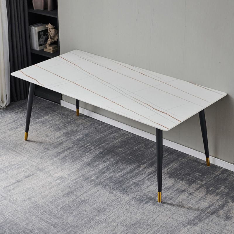 Rechthoek traditionele luxe tafel gesinterde stenen tafel met 4 zwarte poten