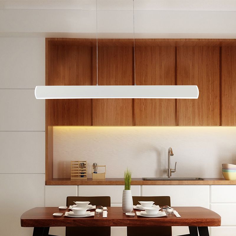 Linearanhänger leichte minimalistische Acryl weiße LED Hängende Deckenleuchte für Esszimmer, 31,5 "/39" breit