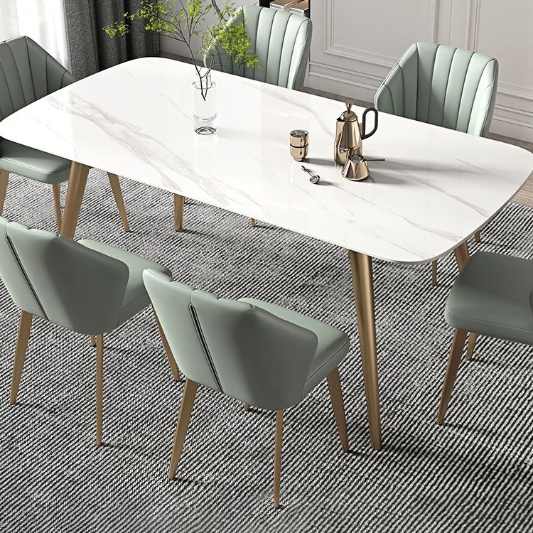 Rectangle Fixed Dining Table Luxury Sintered Stone Kitchen Table