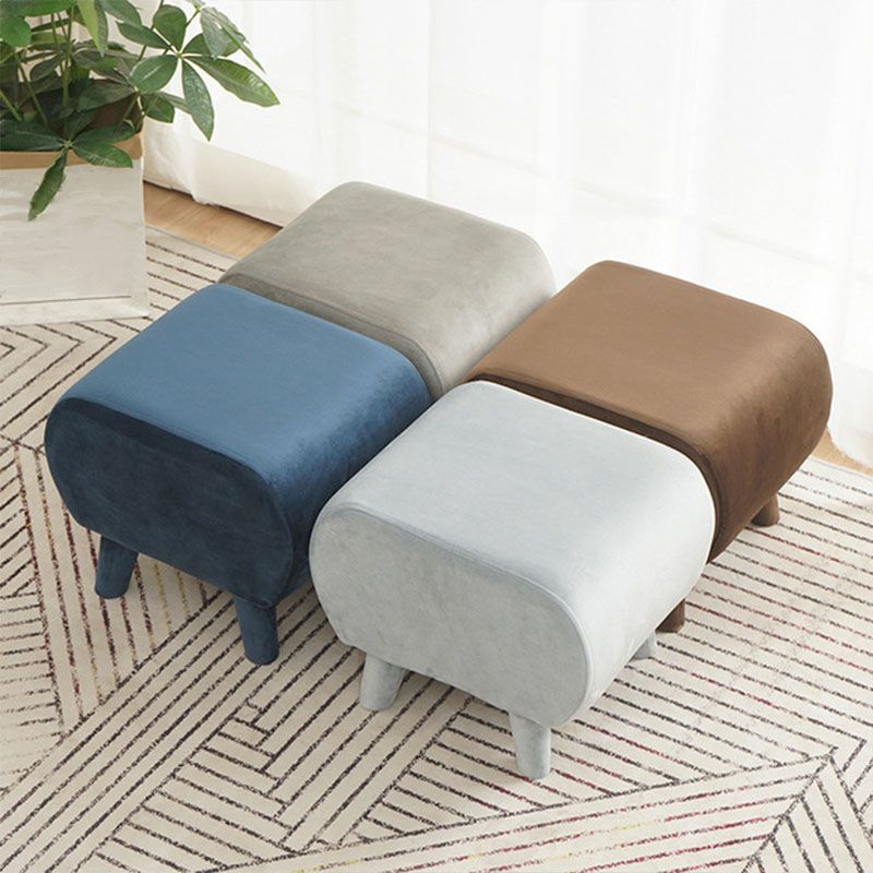 Stylish Indoor Velvet Ottoman Solid Color Stain Resistant Footstool Ottoman