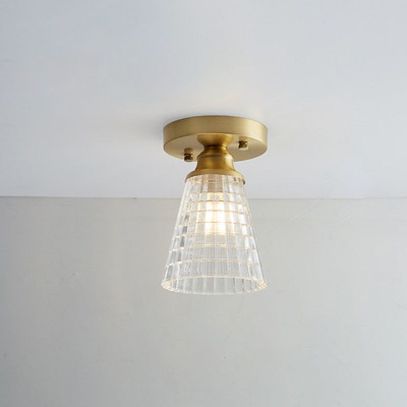 Modern Ceiling Light 1-Light Copper Ceiling Mount Light with Glass Shade for Aisle